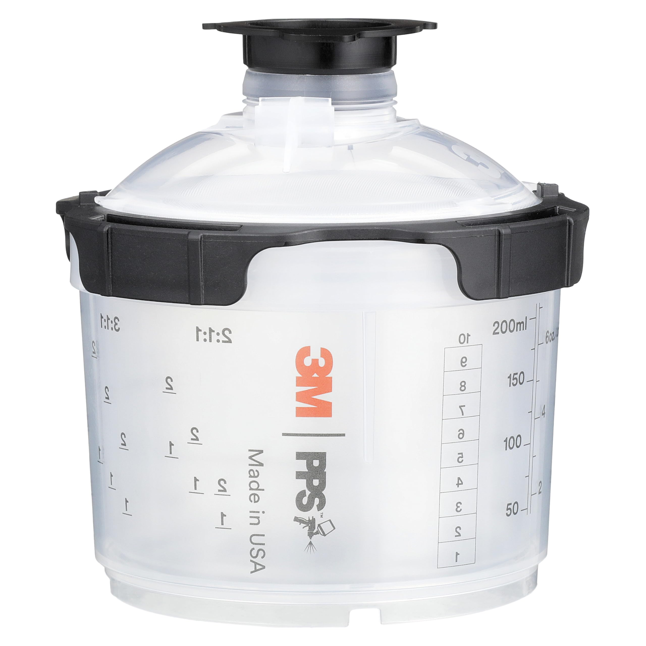 3M PPS cup mounted on spray gun showing compatibility and stable fit