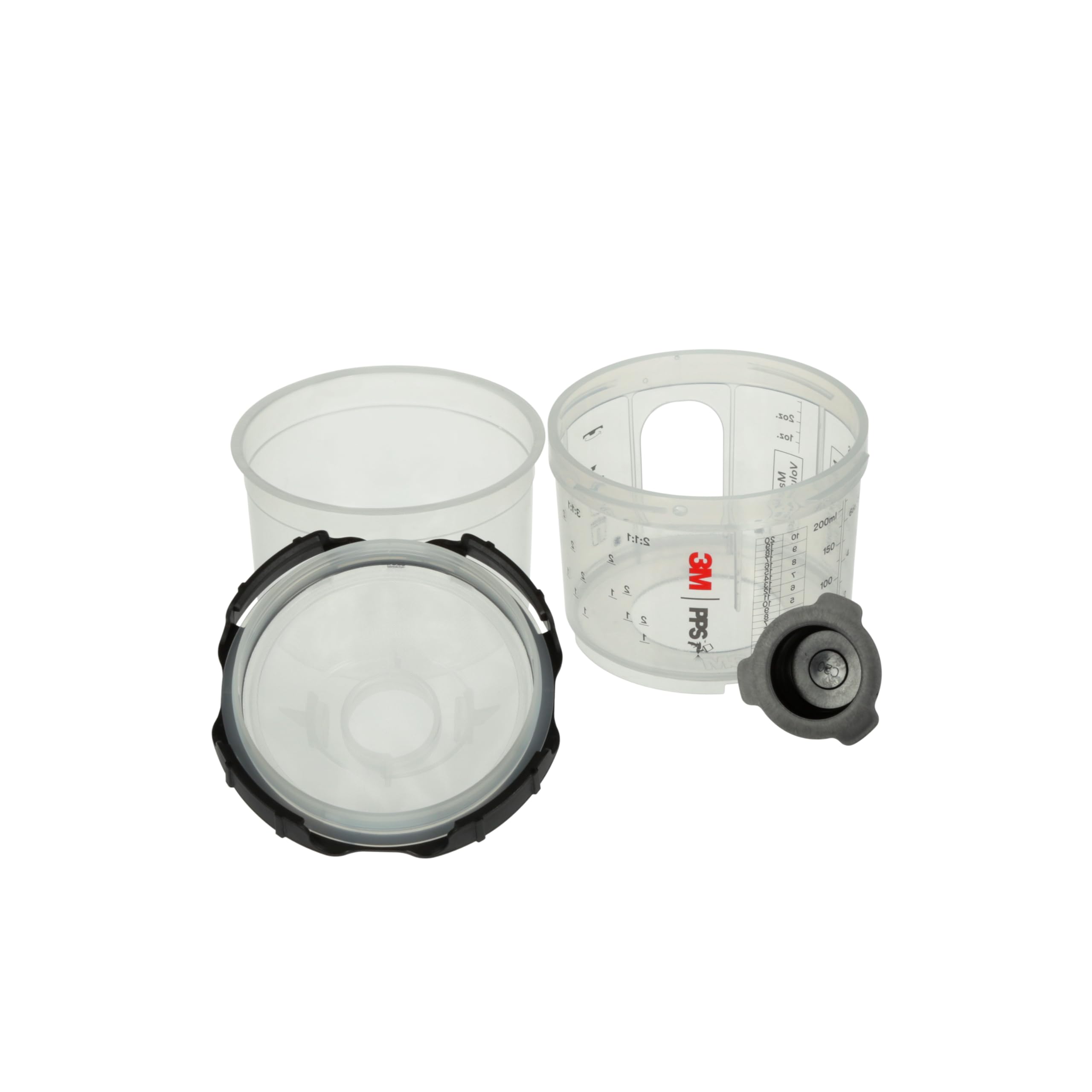 3M PPS mini cup with a paint sample illustrating small-batch spraying control