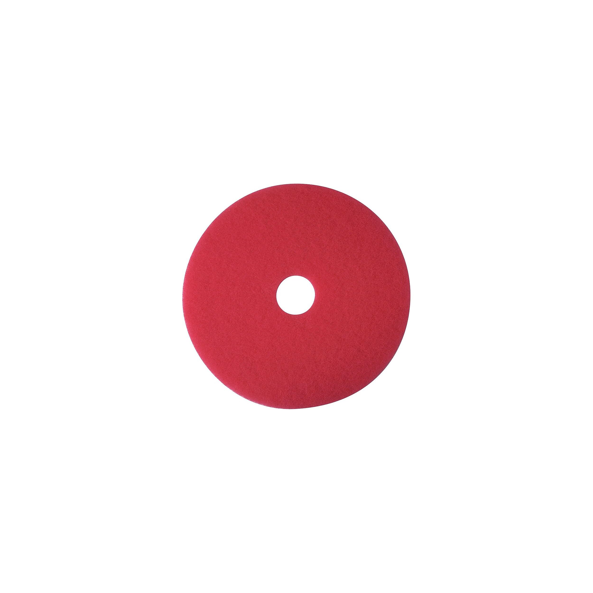 3M red buffer pad 5100 front view showing pad thickness and durable construction, improving maintenance efficiency