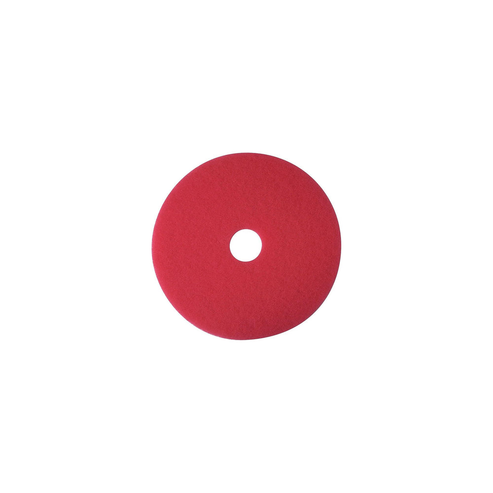 3M red buffer pad 5100 front view showing pad thickness and durable construction, improving maintenance efficiency