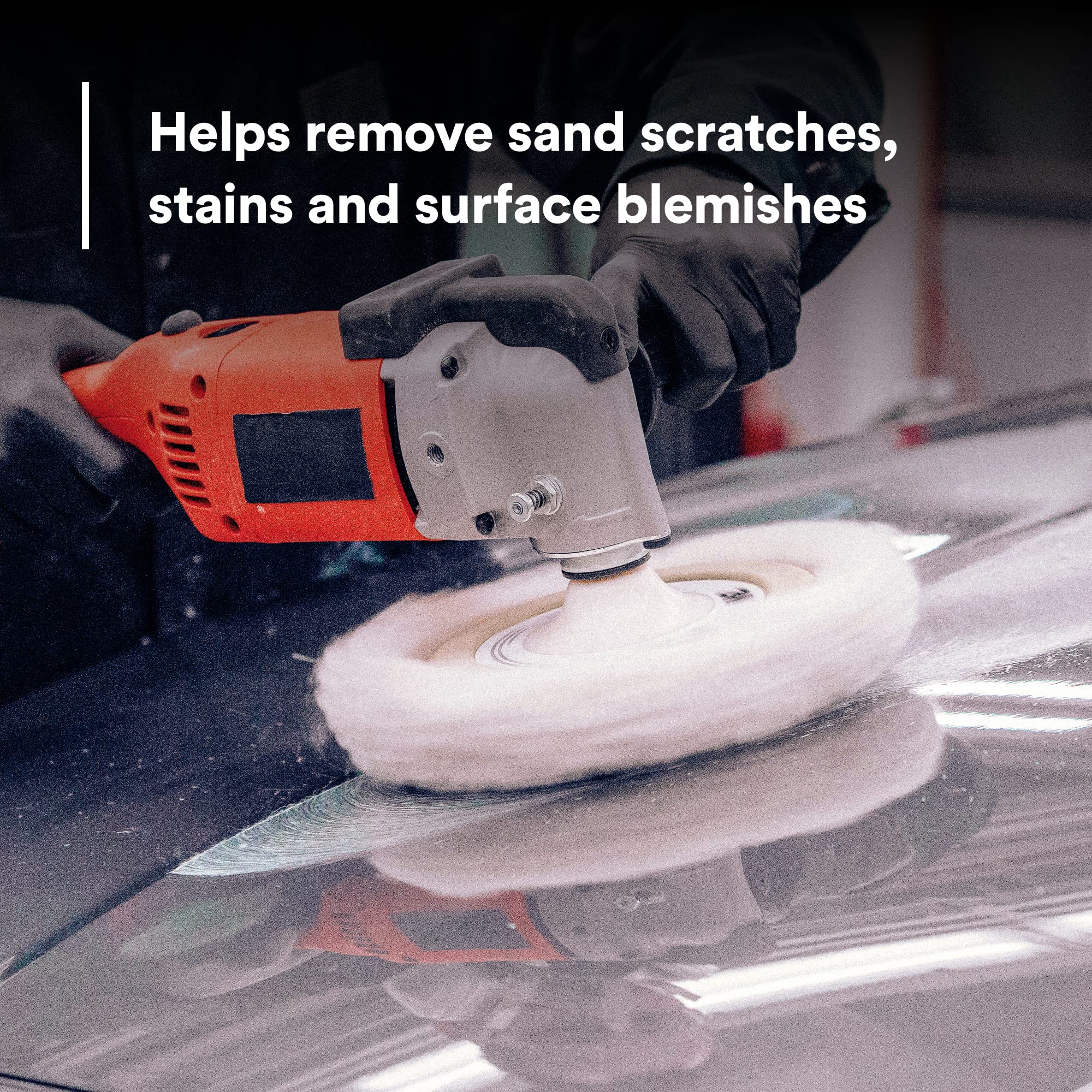 3M compound on applicator pad showing efficient cutting action
