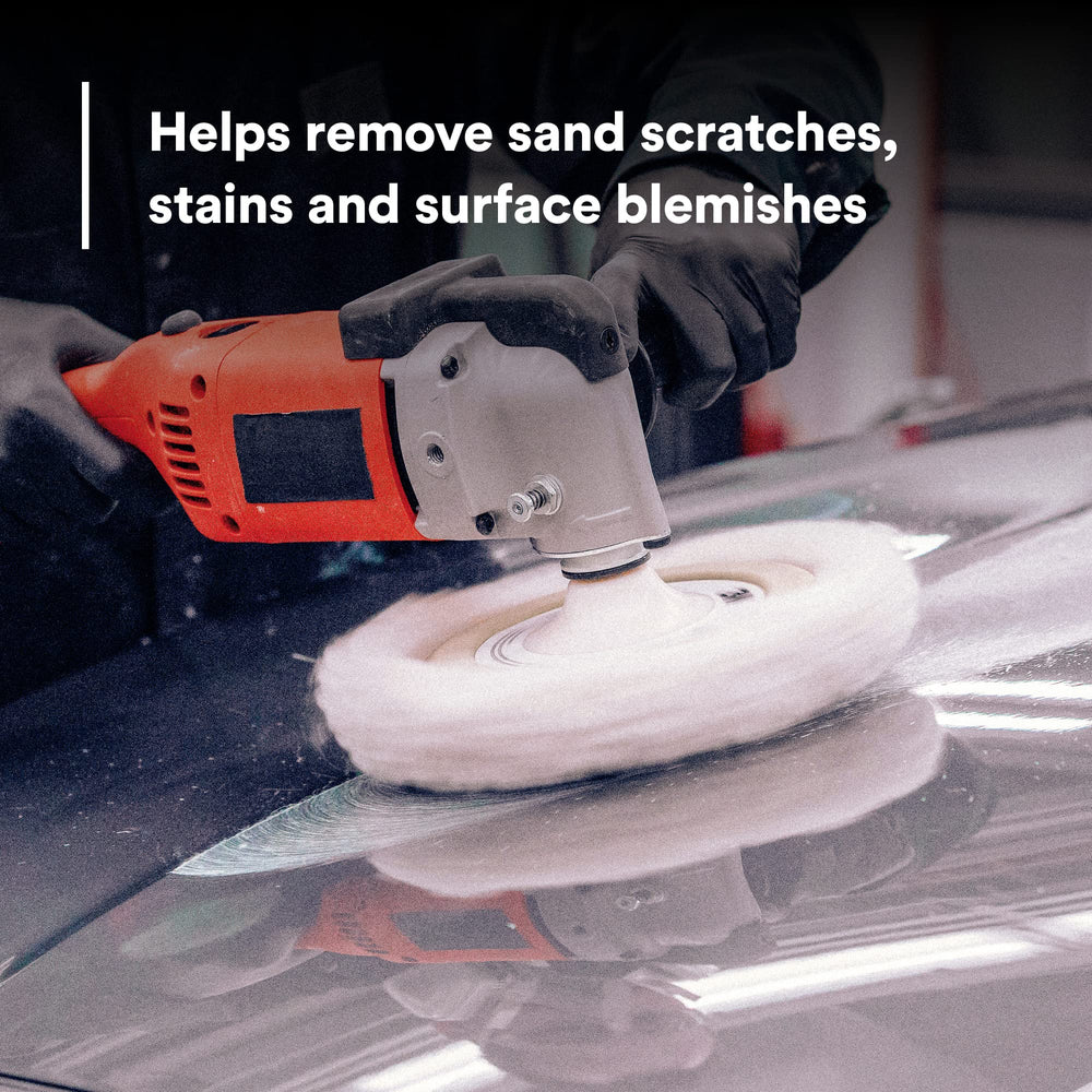 3M compound on applicator pad showing efficient cutting action