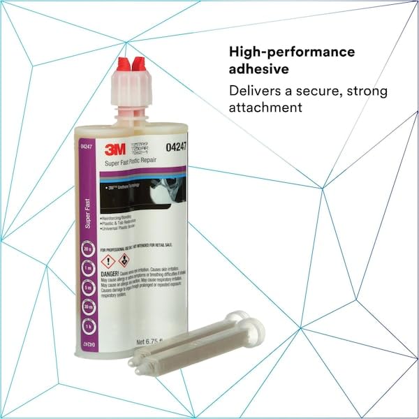 Application of 3M urethane filling a cracked plastic panel, illustrating fast, strong fill