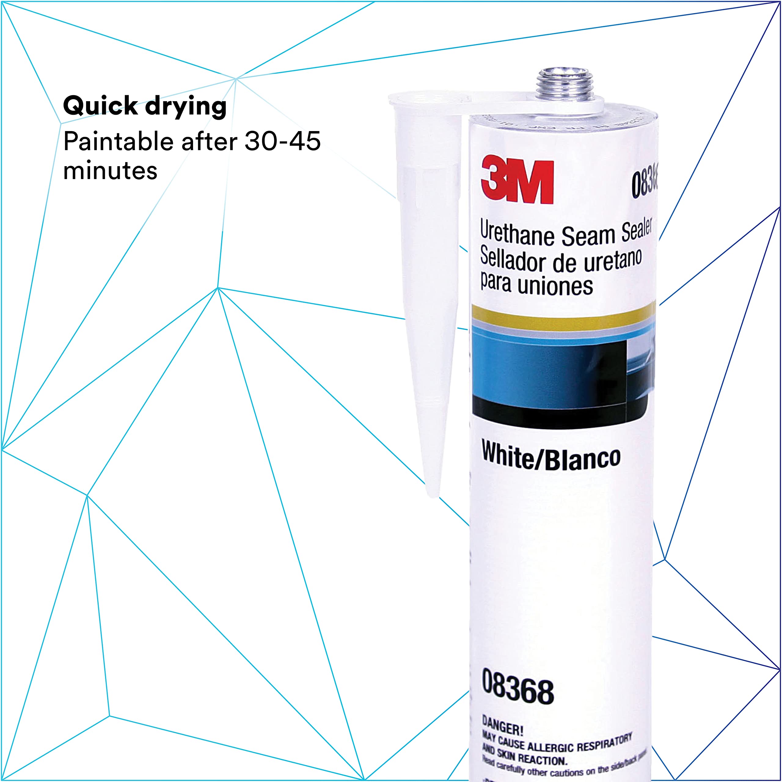 3M cartridge beside caulk gun for scale showing professional cartridge size