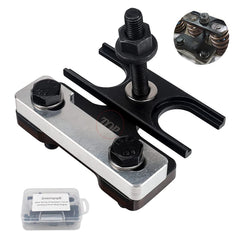 3mirrors front view of complete valve spring compressor kit showing organized tools and box for easy transport