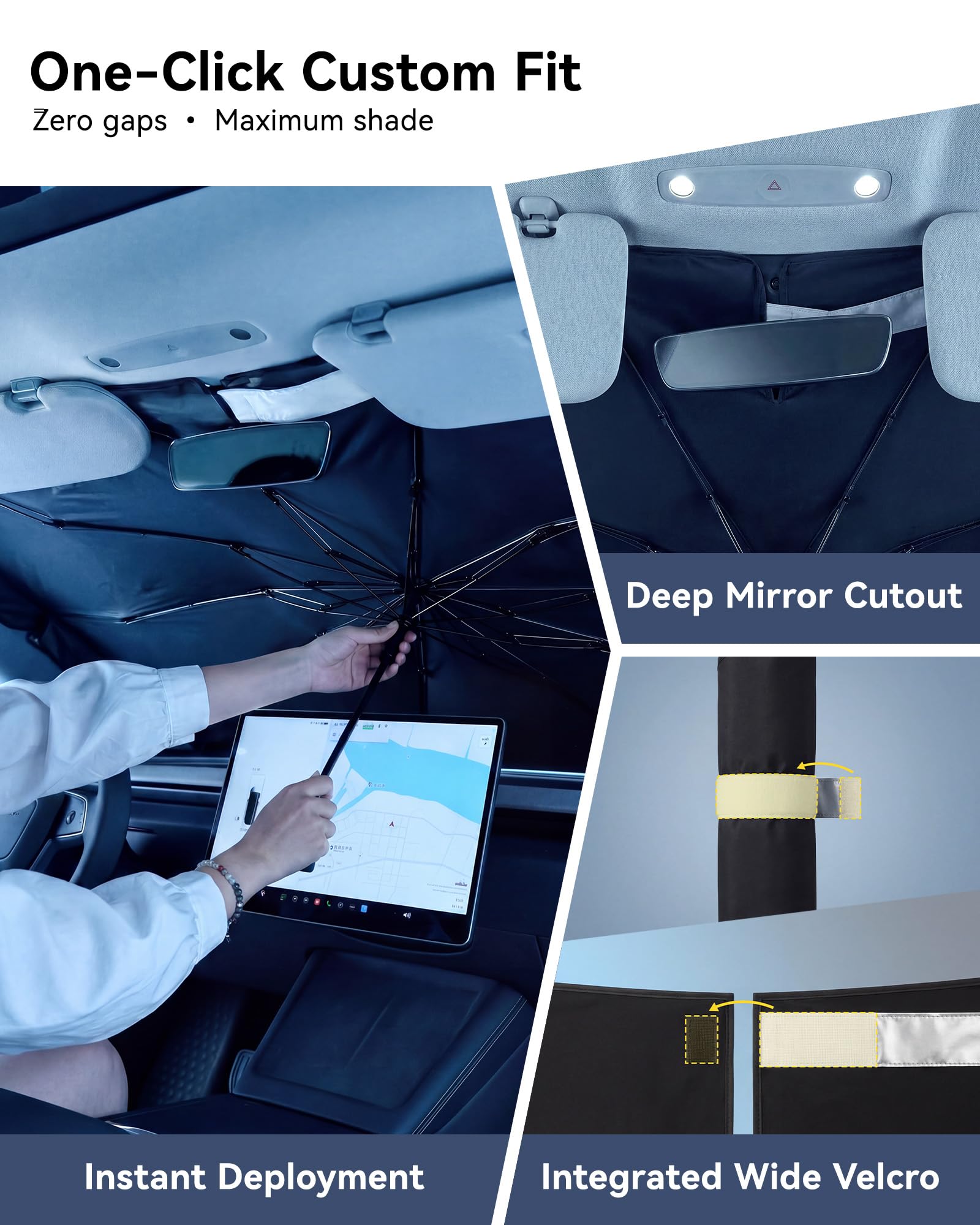 3W folded umbrella stored in door pocket for convenient storage