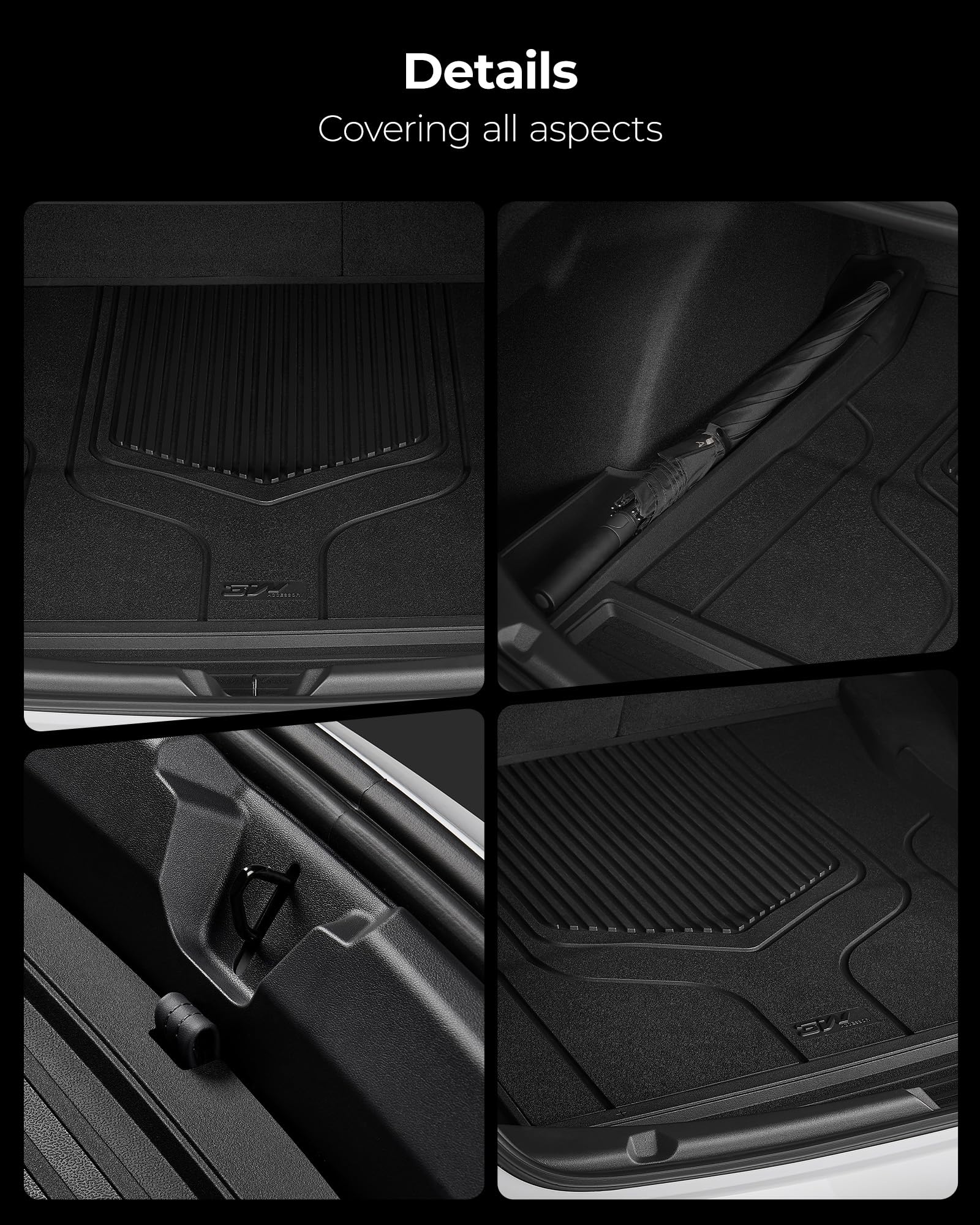 3W mats installed in Model 3 parked in driveway for lifestyle appeal