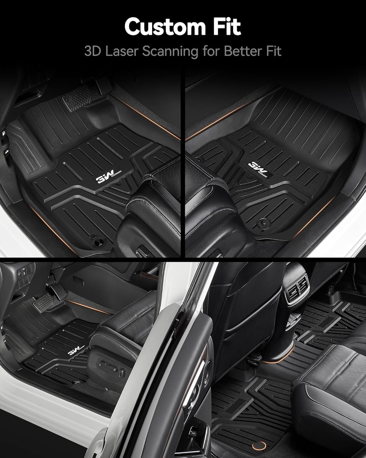 3W driver side mat detail showing secure fit and non-slip benefit