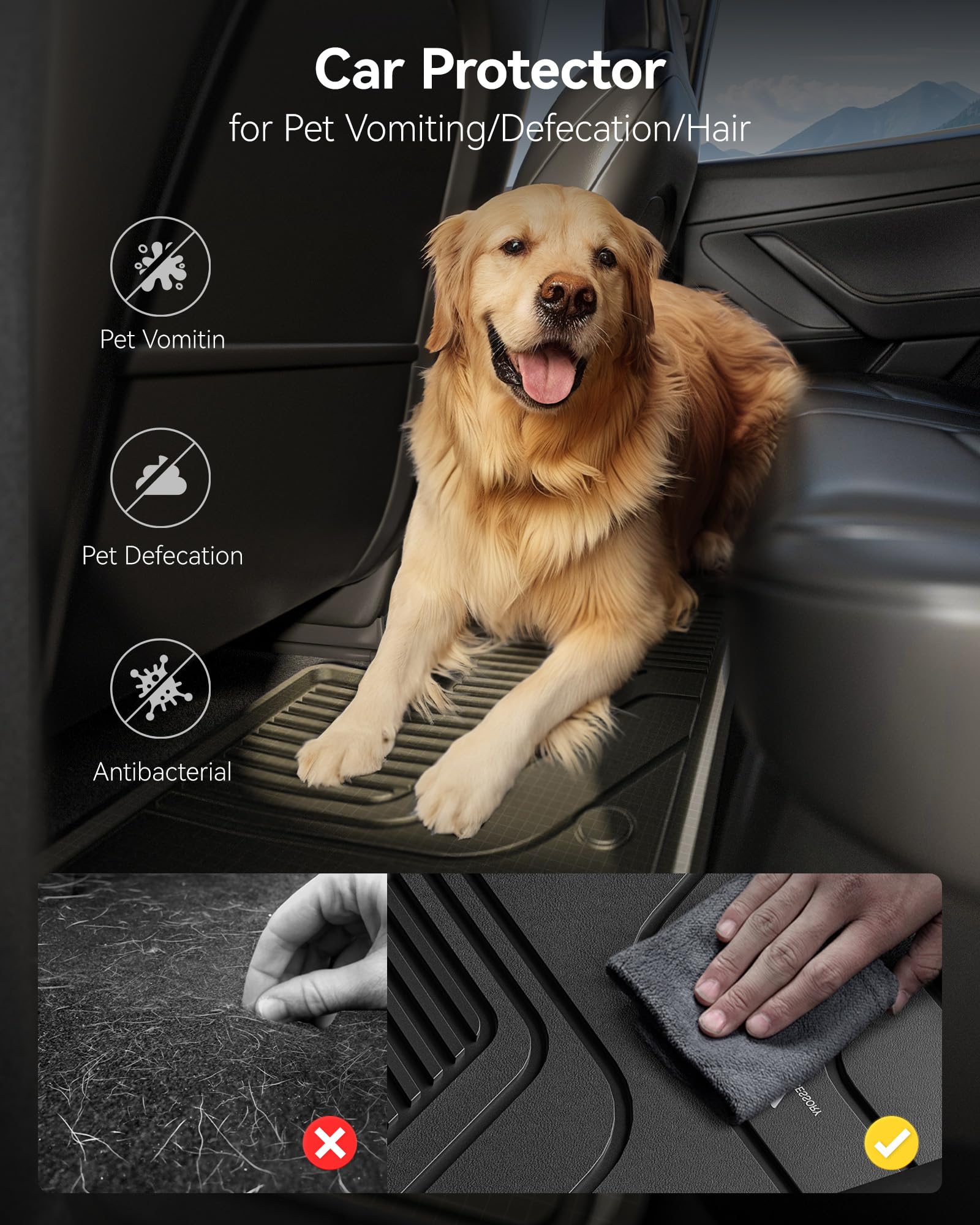 3W mat fitted around seat rail showing precise OEM anchor compatibility