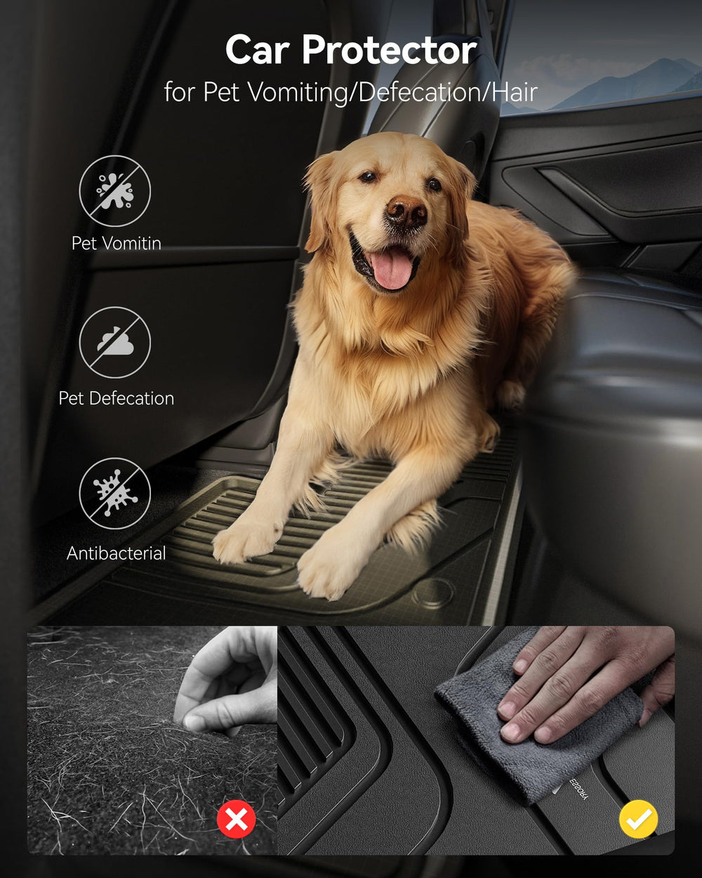 3W mat fitted around seat rail showing precise OEM anchor compatibility