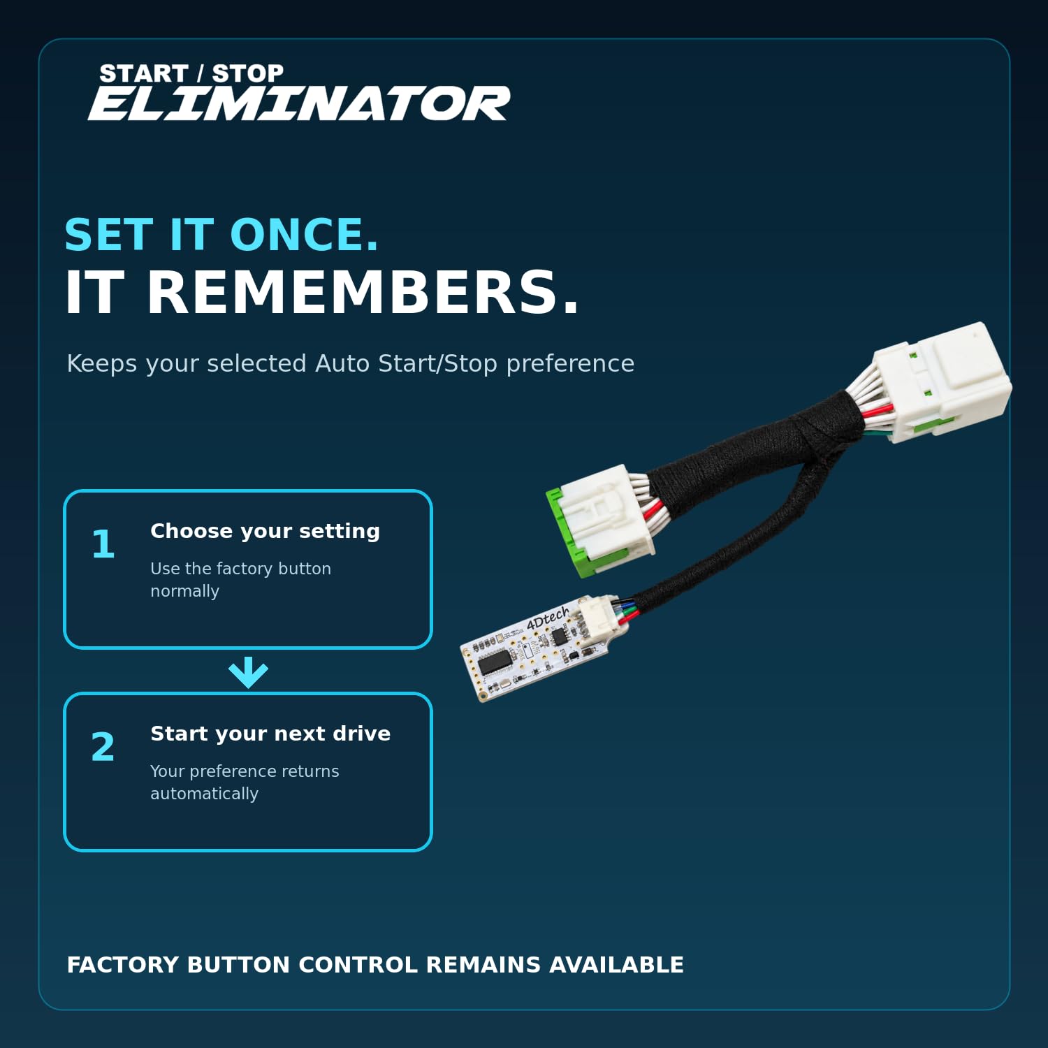 4DTech wiring harness detail showing factory-style connectors