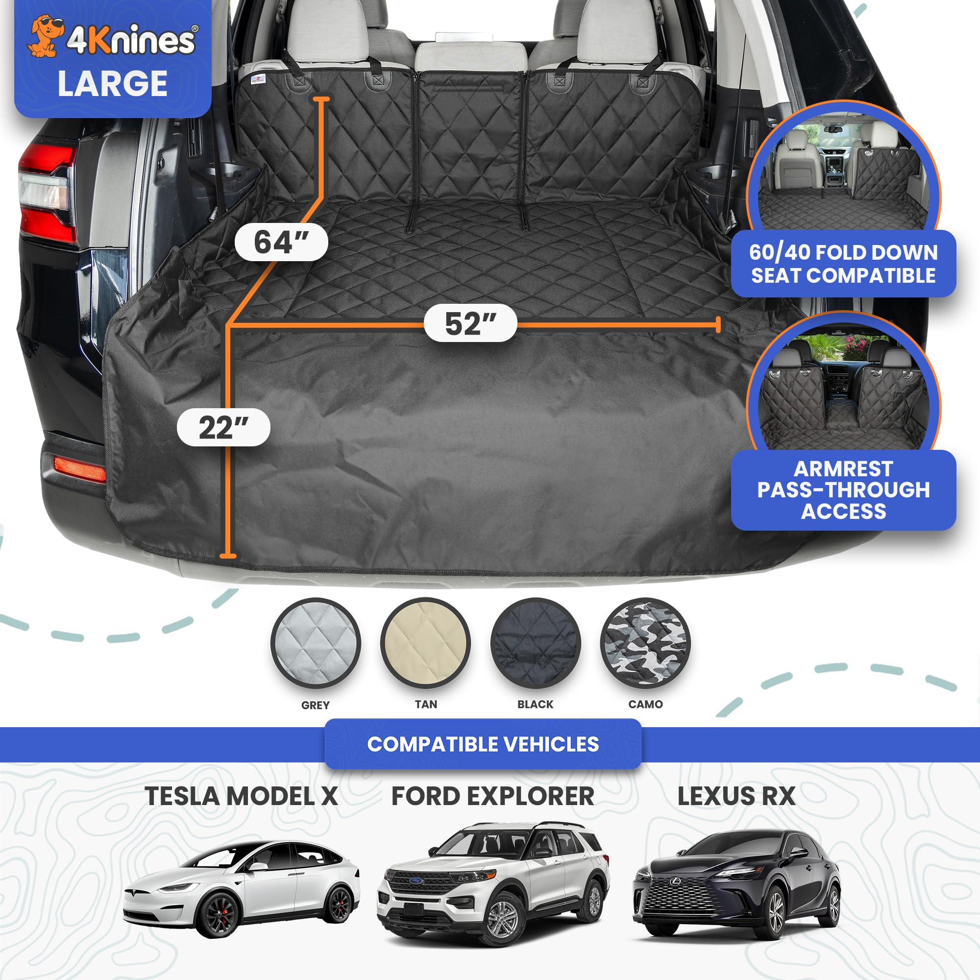 4Knines liner installed with rear seats folded showing easy seat access