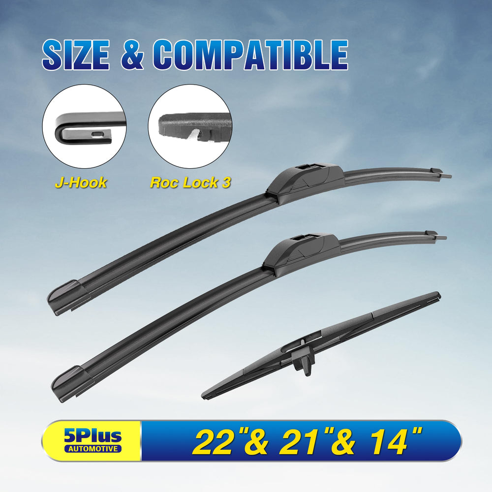 5 PLUS front blades on windshield demonstrating clear water removal