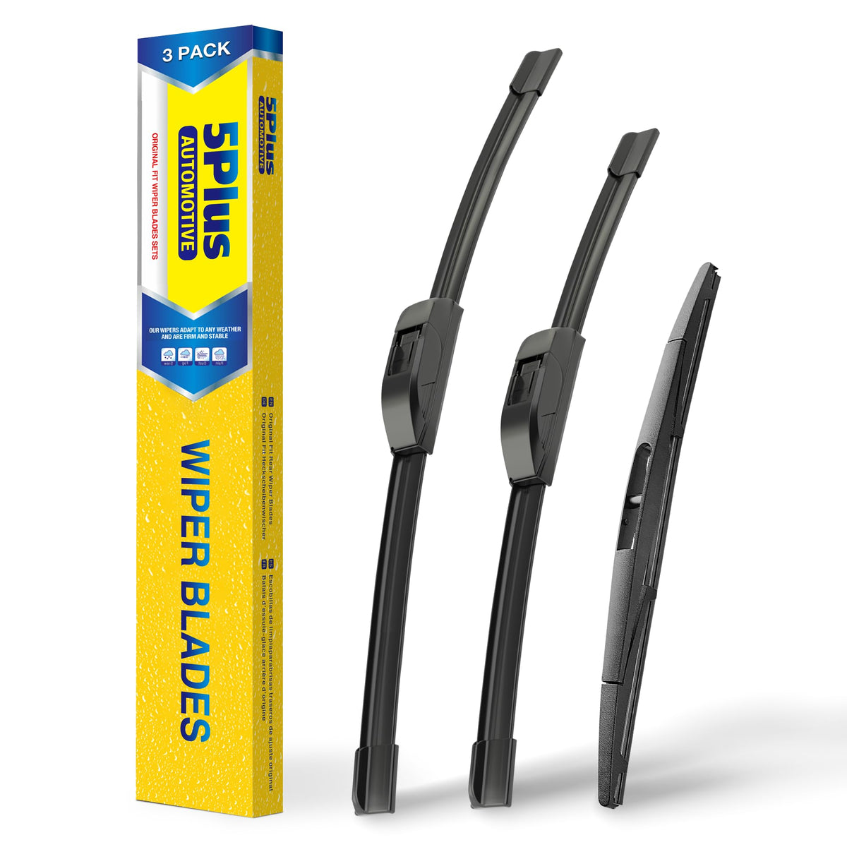 5 PLUS front packaging showing full blade set and fit details for quick selection