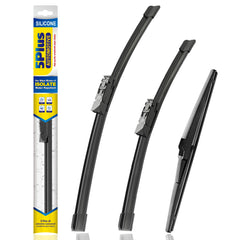 5 PLUS front packaging showing full 3-piece wiper kit and fitment details, promotes easy replacement