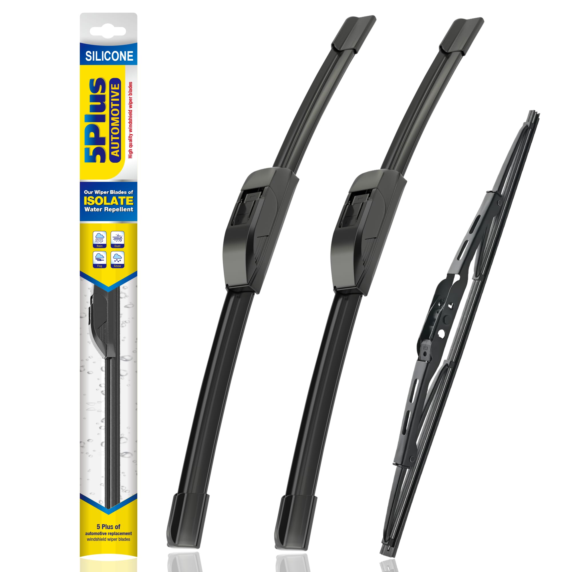 5 PLUS front packaging showing the 3-pack and fitment details for convenience