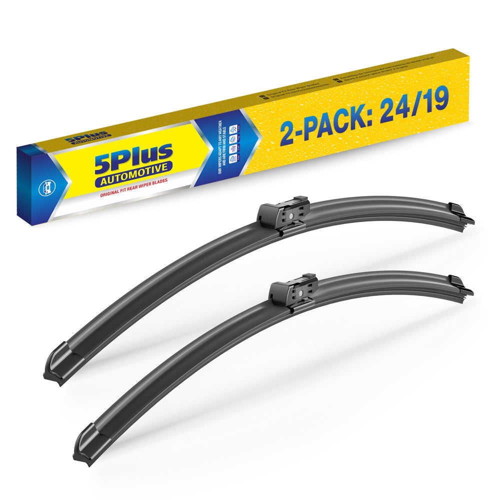 5 PLUS front packaging showing 24" and 19" wipers and fit details for quick selection