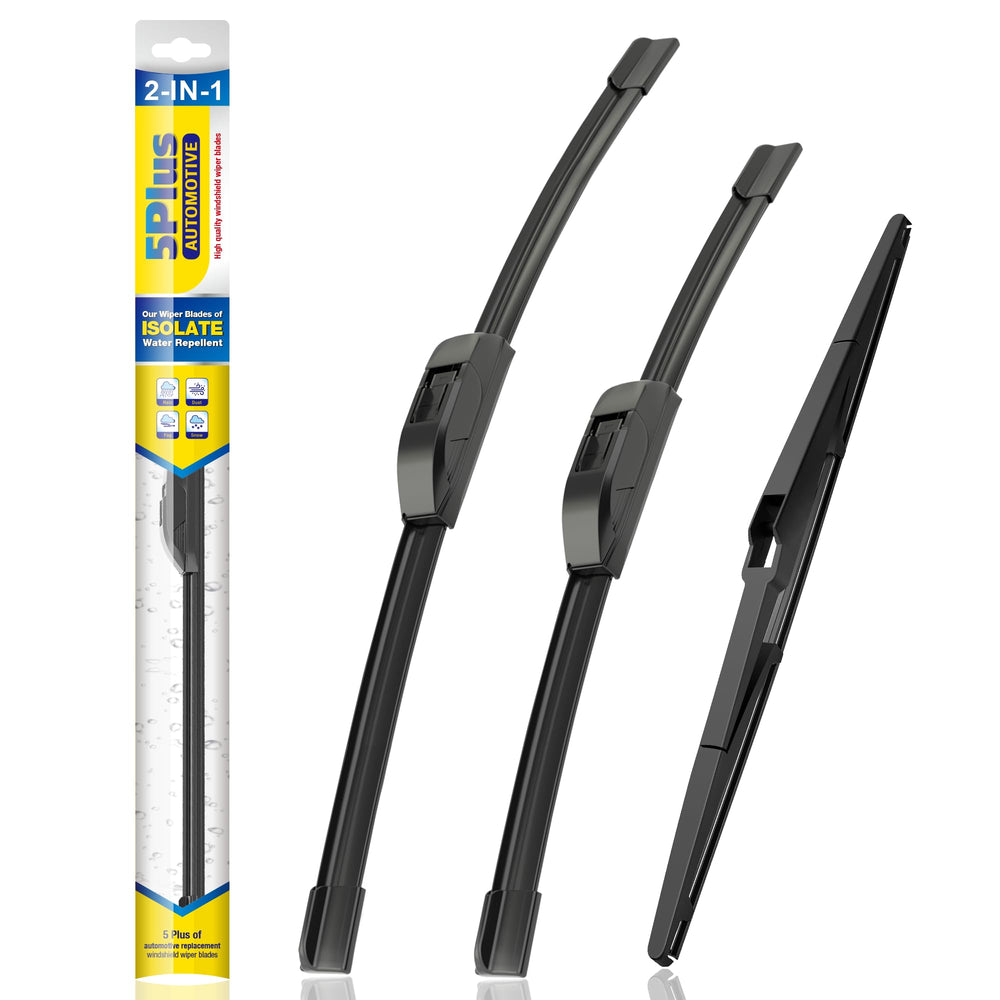 5 PLUS three-pack front view showing packaged blades and fitment for Sienna