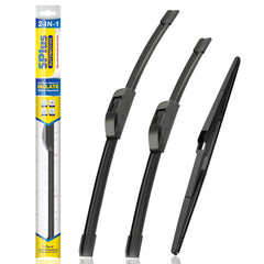 5 PLUS three-pack front view showing packaged blades and fitment for Sienna