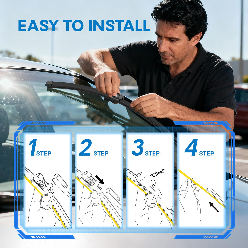 5 PLUS blades in a rainy driving scene showing clearer windshield for safer night driving