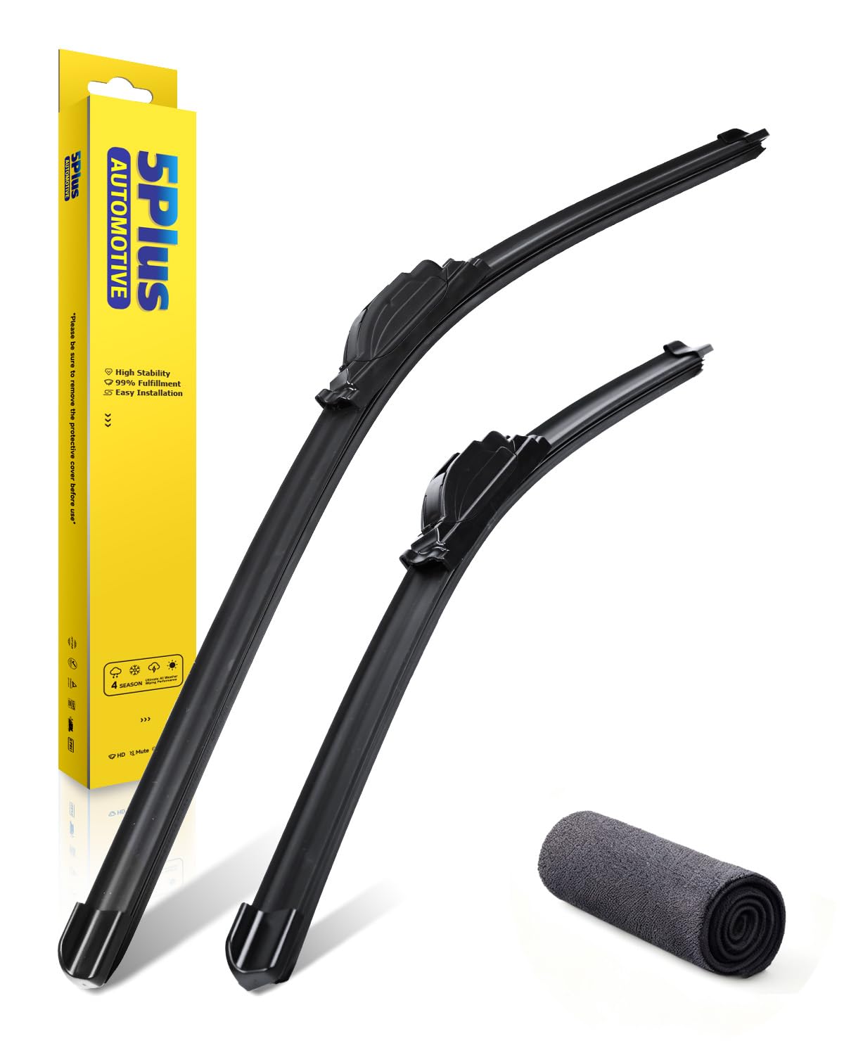 5 PLUS front packaging showing blades and towel for quick identification and value