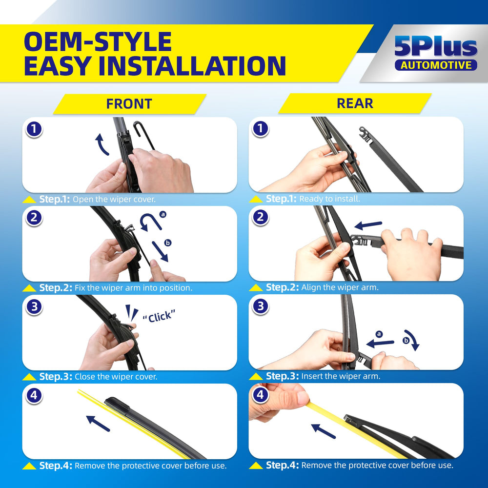 5 PLUS wipers in a rainy drive lifestyle scene delivering safer vision
