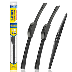 5 PLUS front packaging showing three-piece wiper set, clear fit information