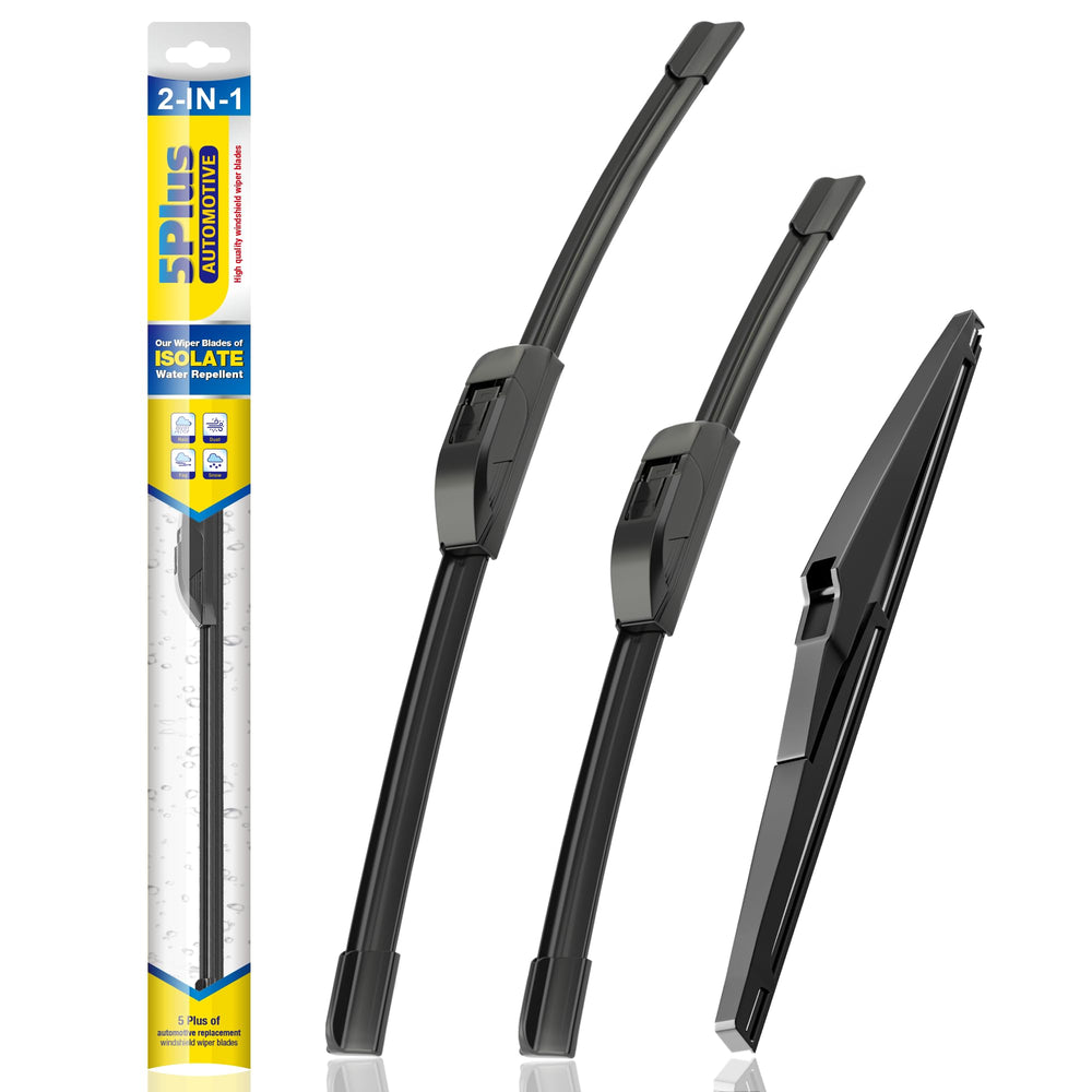 5 PLUS front packaging showing 3-pack wipers and model fit benefit