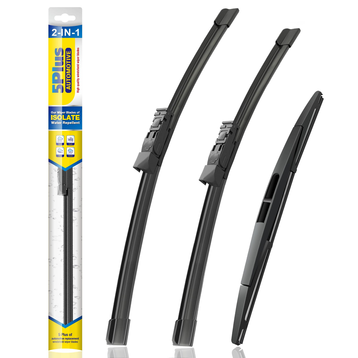 5 PLUS front packaging showing the three-piece Ascent wiper kit benefits