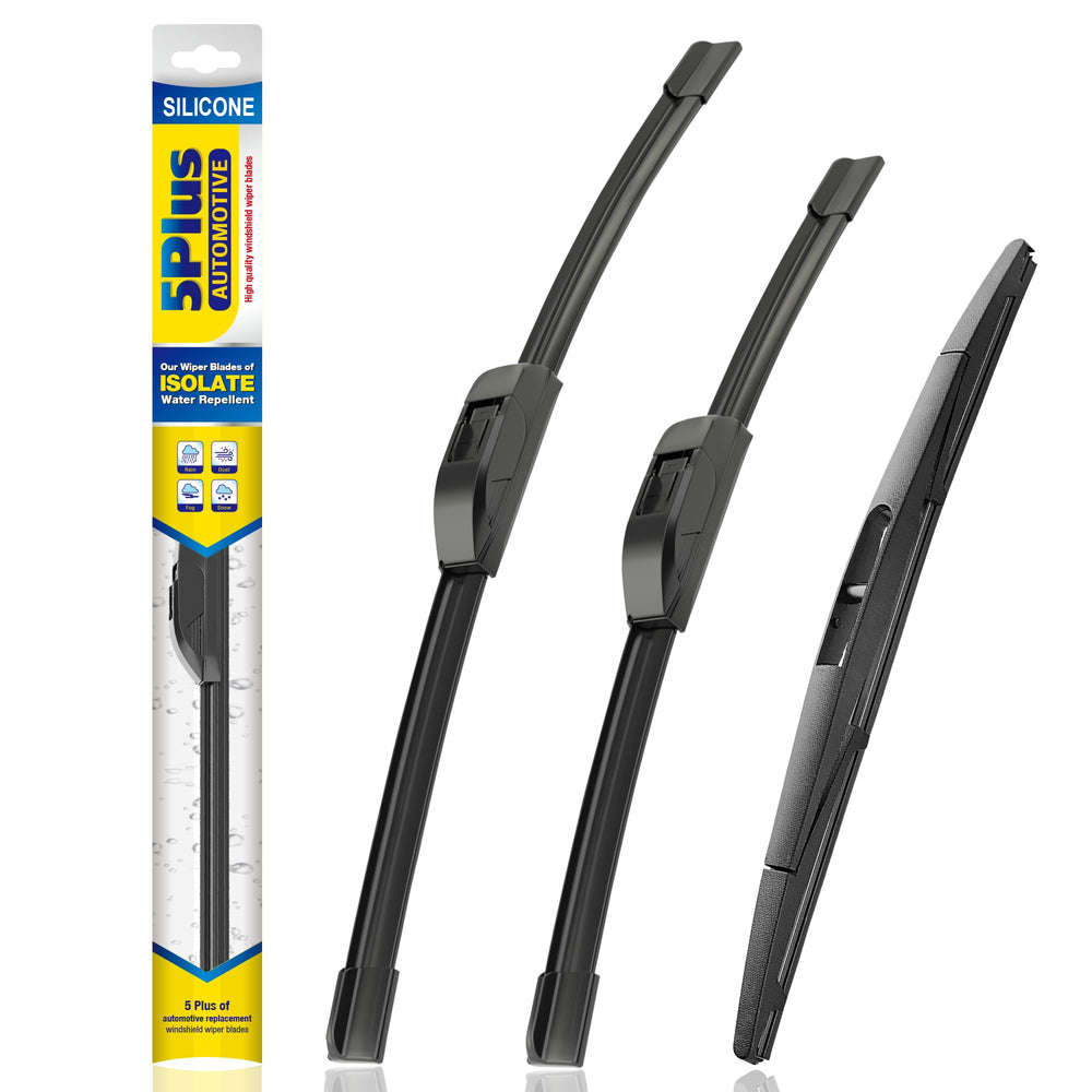 5 PLUS front packaging showing three wipers and sizes for quick fit verification