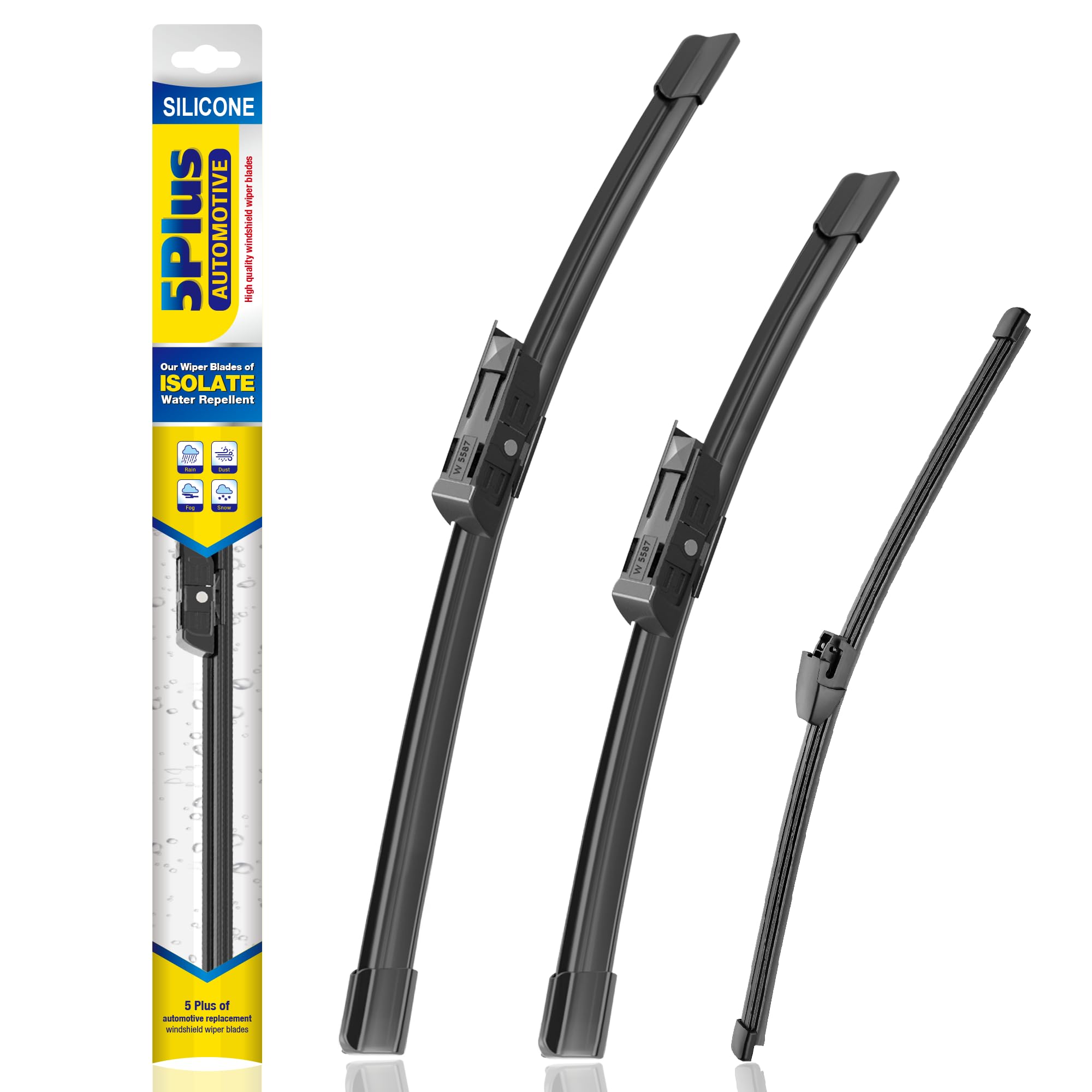 5 PLUS front view of full 3-pack showing fitment and packaging benefit