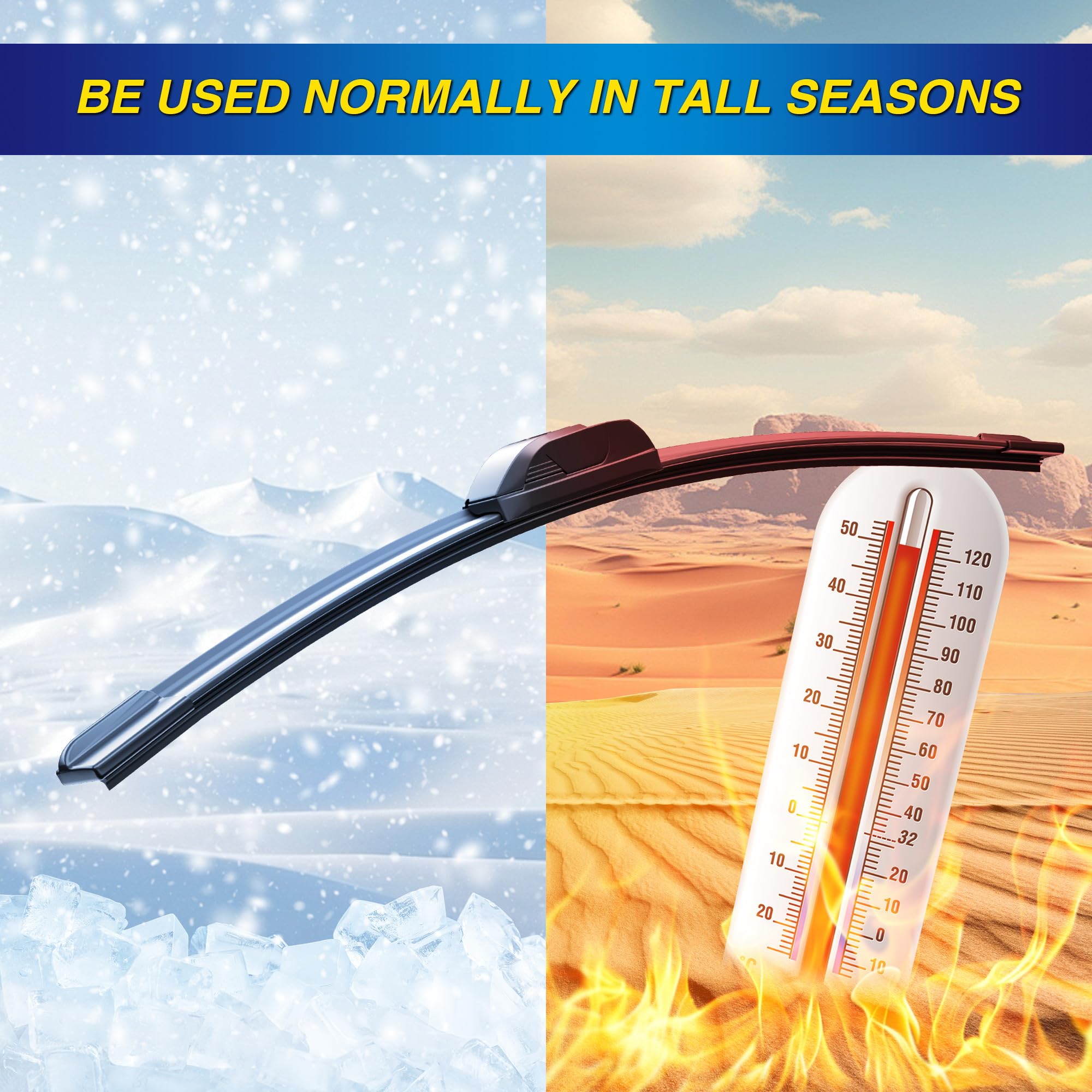 5 PLUS blades beside measuring tape showing 24, 20 and 10 inch length benefit