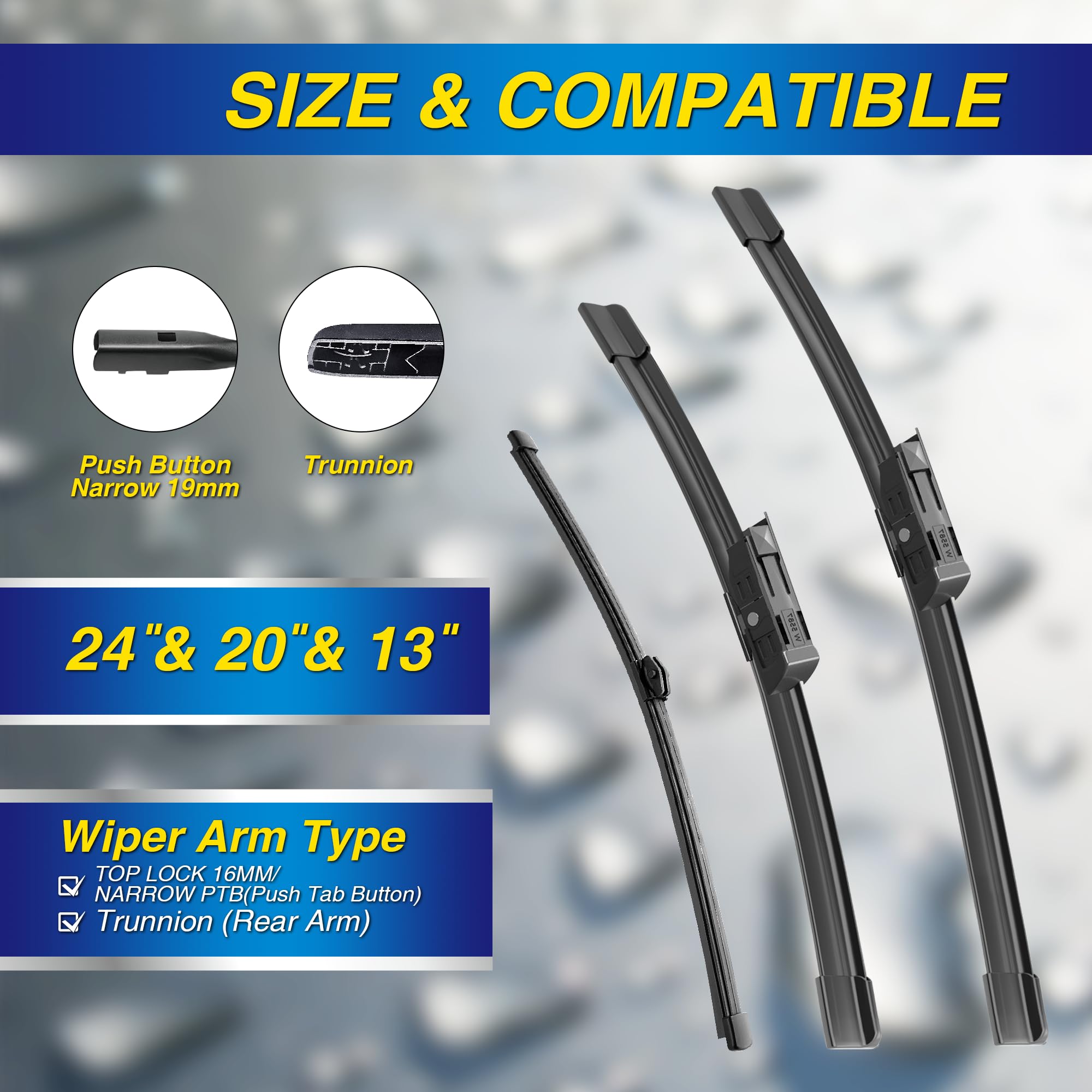 close-up of 5 PLUS silicone wiping edge showing smooth surface for clearer windshield