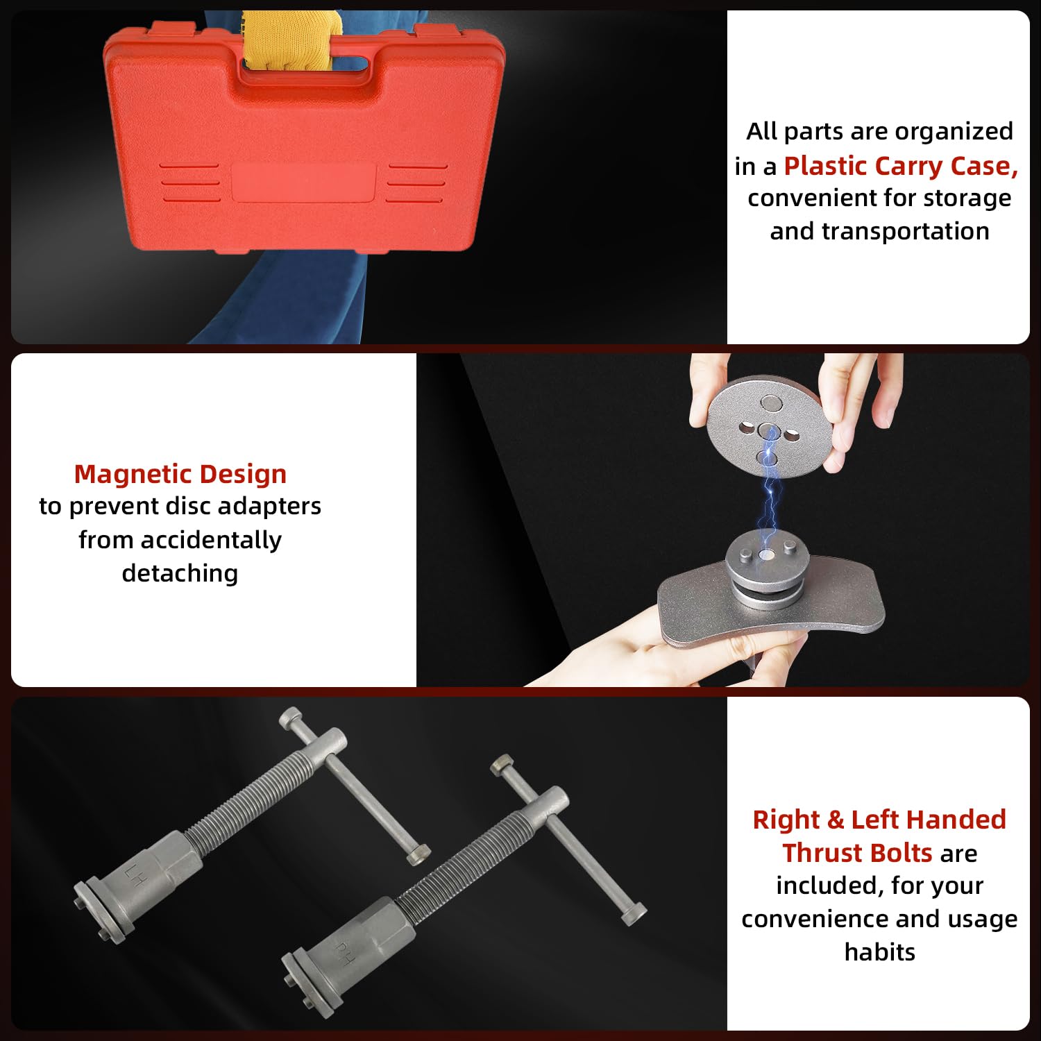 8MILELAKE tool engaged on a vehicle caliper illustrating correct in-use alignment