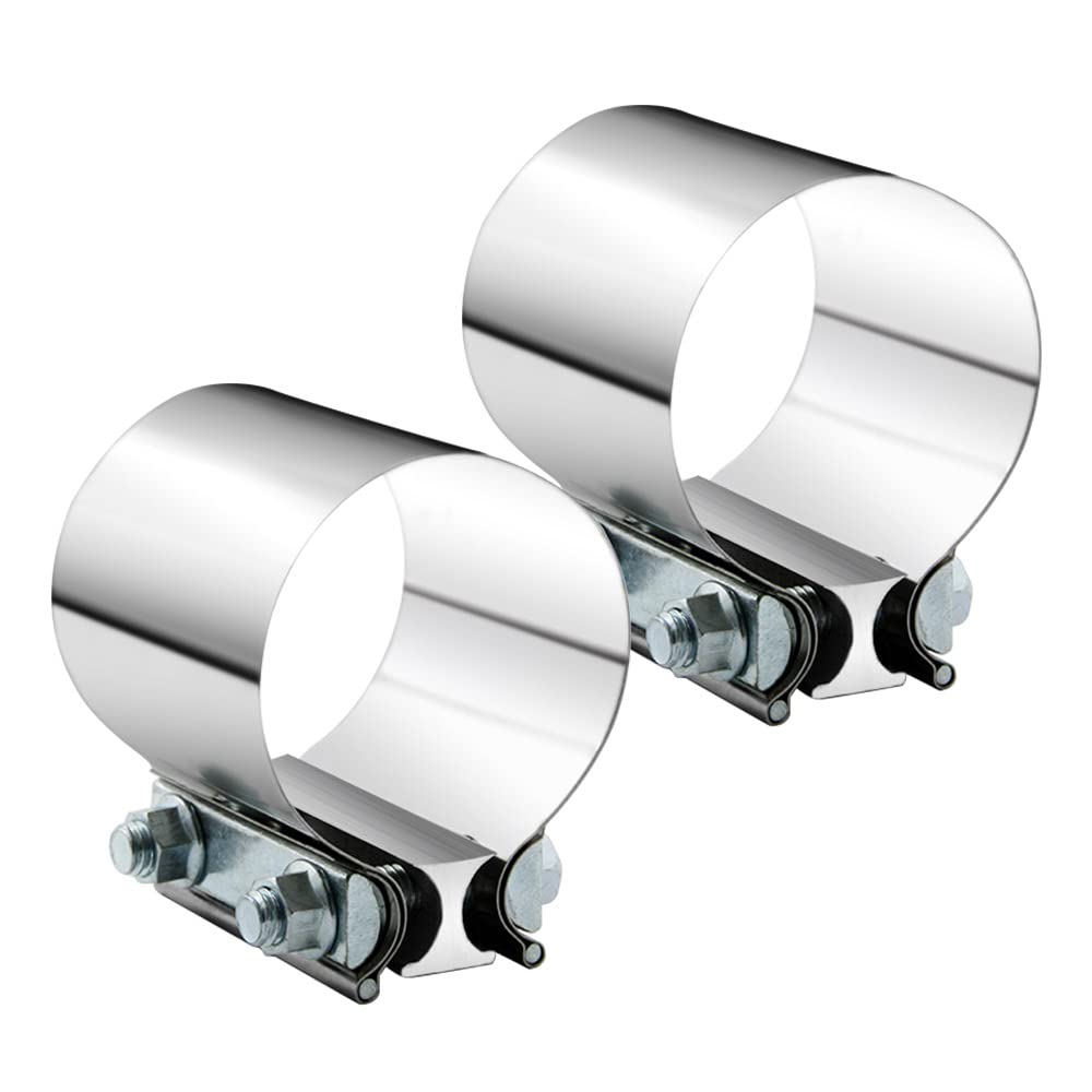 A ABIGAIL front view of clamp package showing two stainless clamps and bolts for reliable repairs