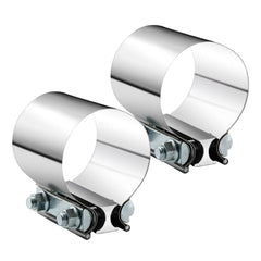 A ABIGAIL front view of clamp package showing two stainless clamps and bolts for reliable repairs