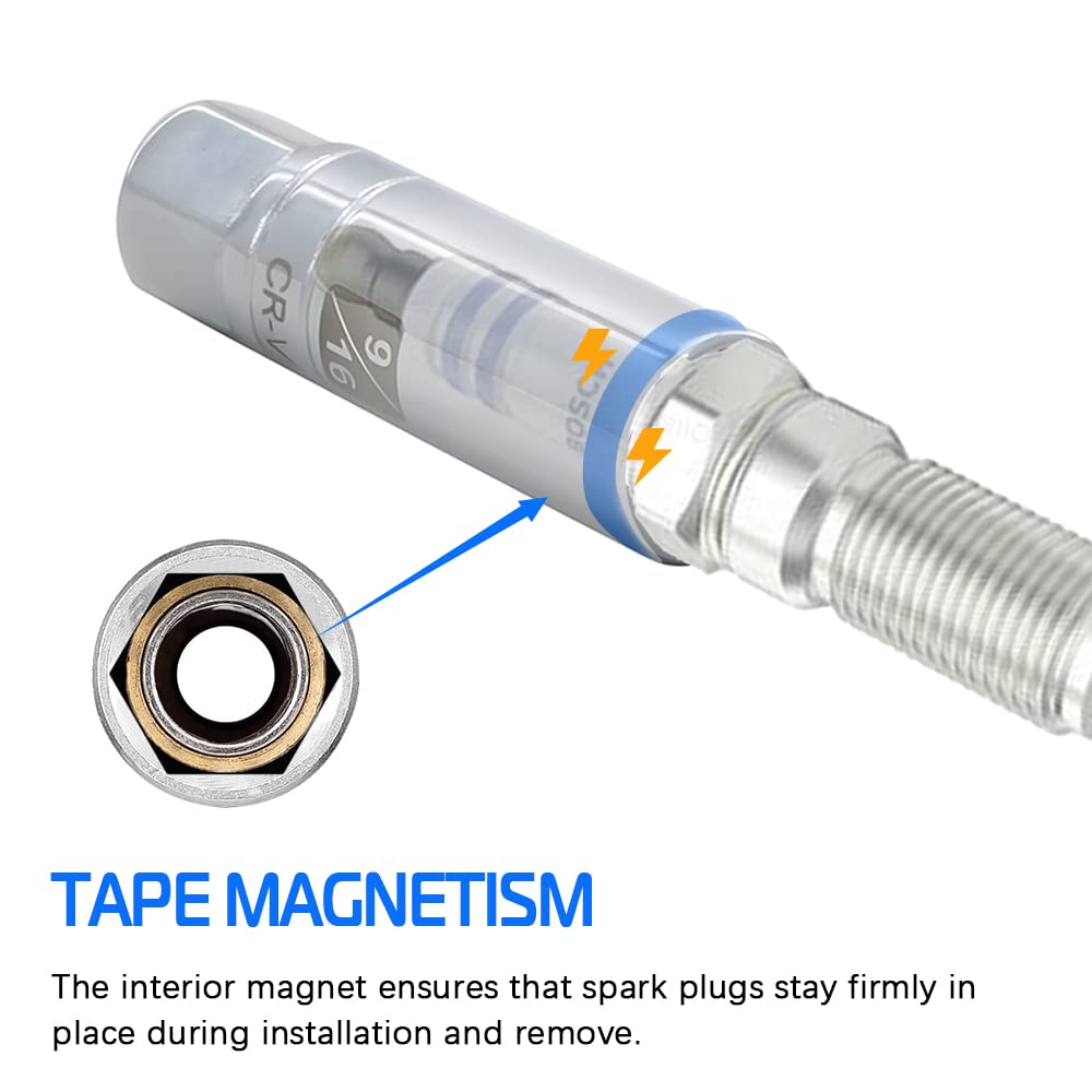 A ABIGAIL socket in use removing a spark plug from an engine bay for faster, safer extraction