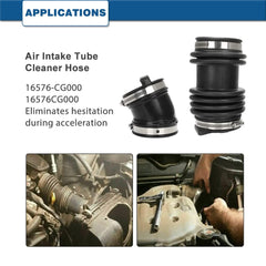 A ABIGAIL intake hose installed in engine bay demonstrating direct-fit replacement