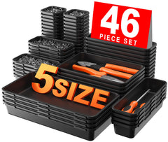 A-LuGei front view of complete organizer set showing contents and layout benefits
