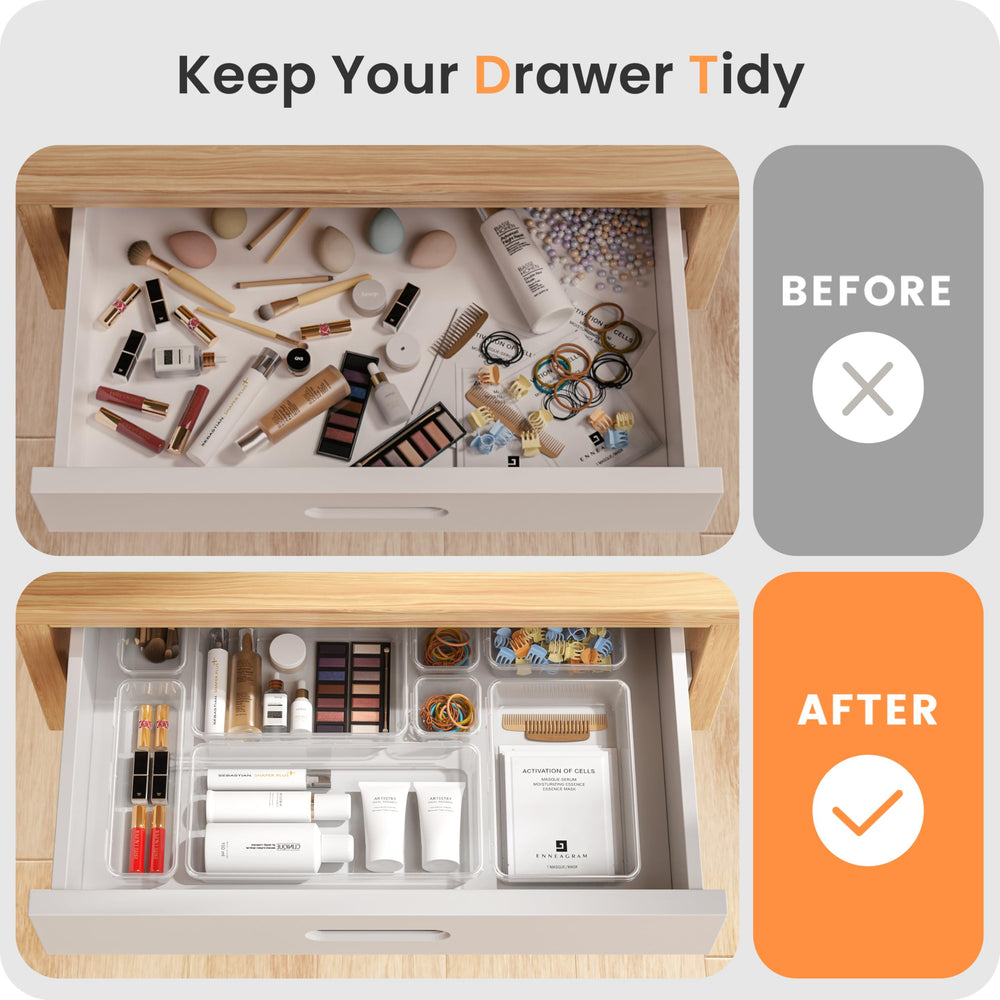 A-LuGei bins beside ruler illustrating tray sizes and fit for drawers