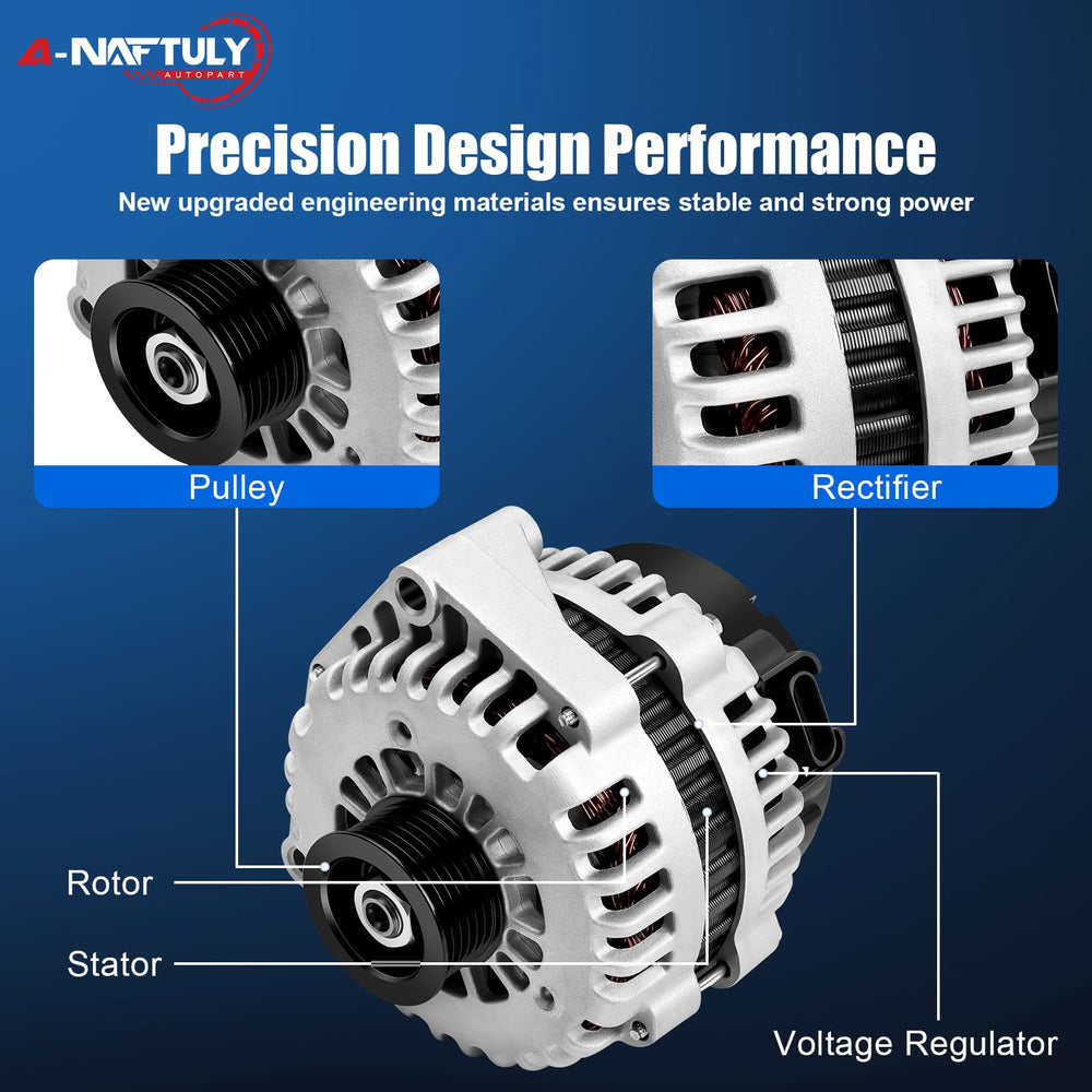 A-NAFTULY alternator installed on a Silverado illustrating real-world application and restored charging