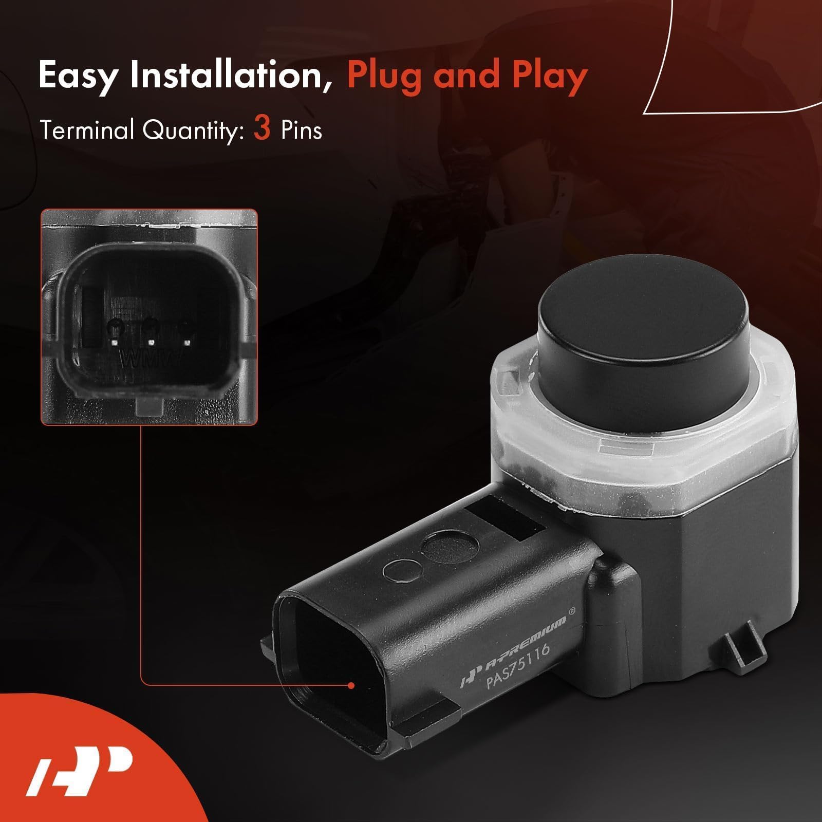 A-Premium 3-pin connector detail showing OEM-style fit and easy plug-in benefit