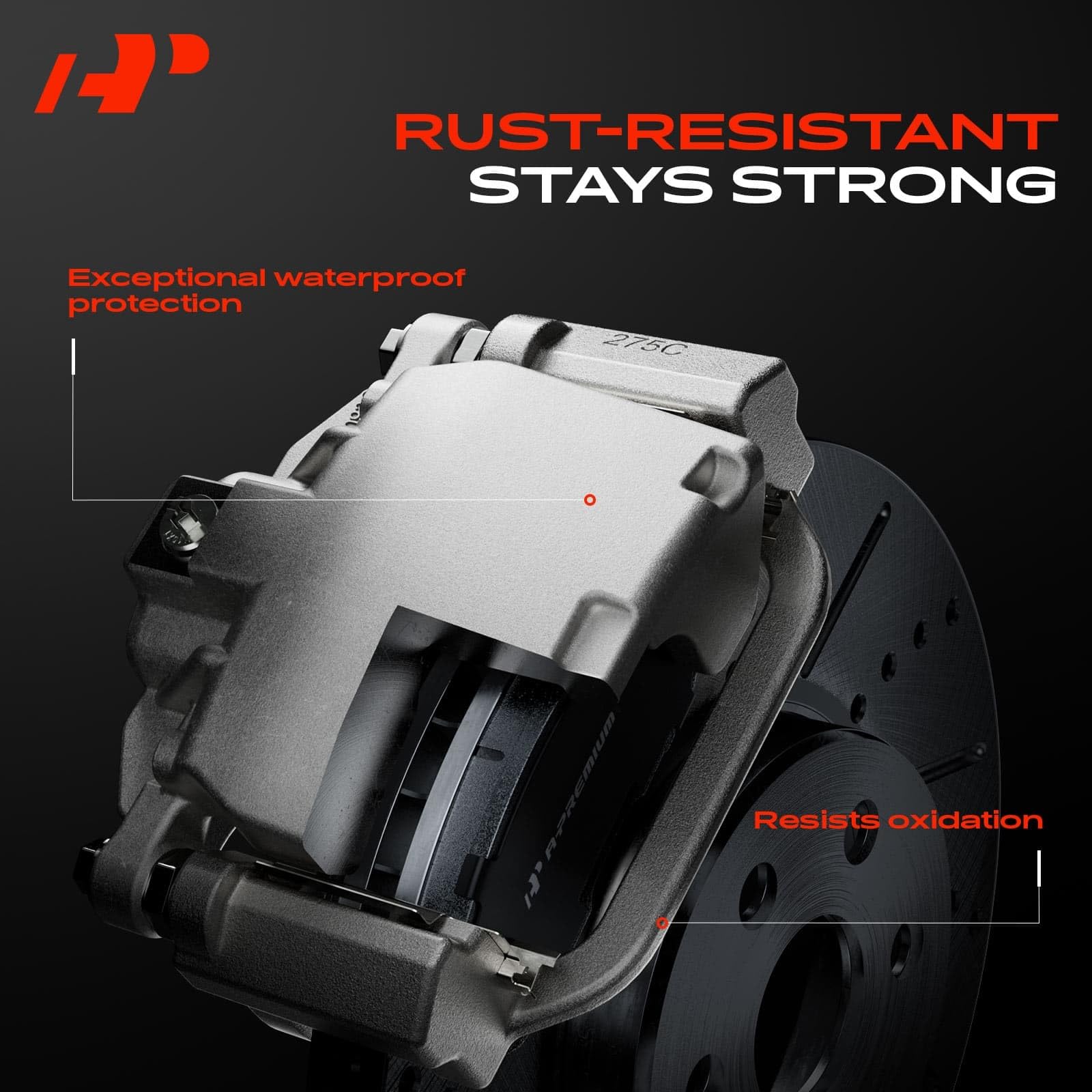 A-Premium coated surface finish showing anti-rust protection for extended component life
