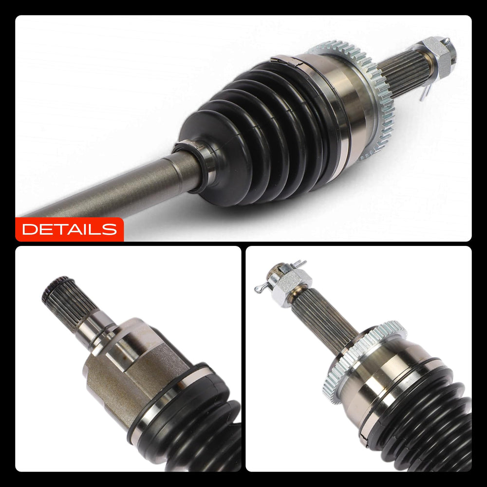 A-Premium assembled axles next to wheel hub demonstrating fit verification benefit simpler install
