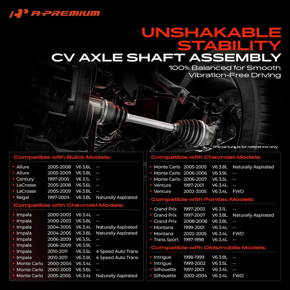 A-Premium front profile detail showing shaft and joint for durable driveline performance
