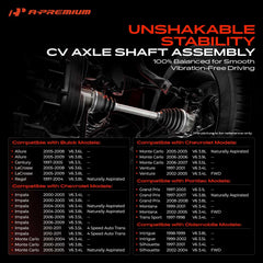A-Premium front profile detail showing shaft and joint for durable driveline performance