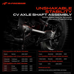 A-Premium axle close-up spline detail ensures correct spline engagement