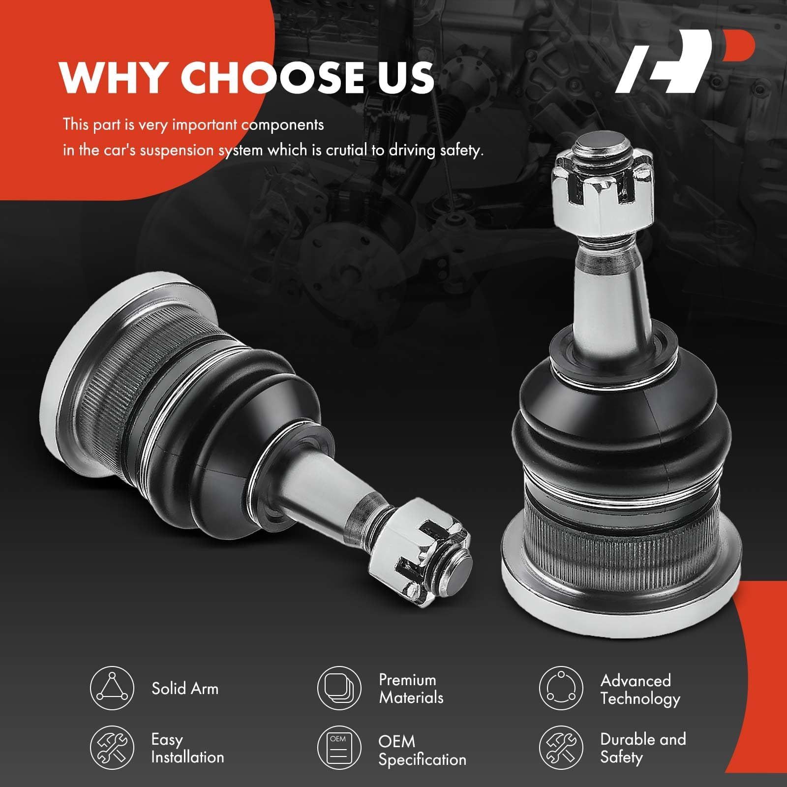 A-Premium ball joints side-by-side for scale and matched-pair balance