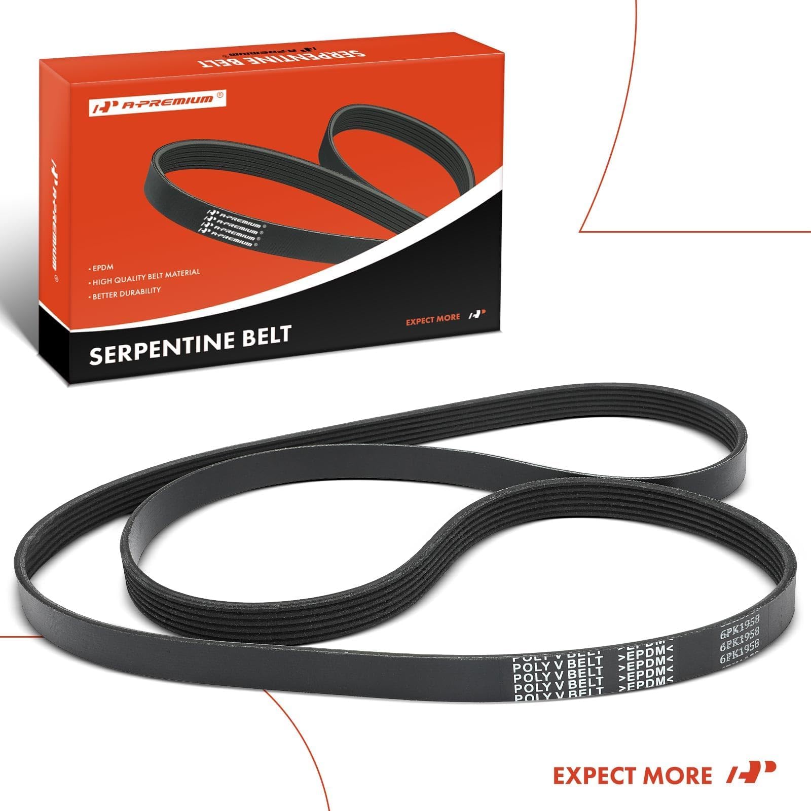 A-Premium belt staged in a garage setting highlighting shop-ready replacement convenience