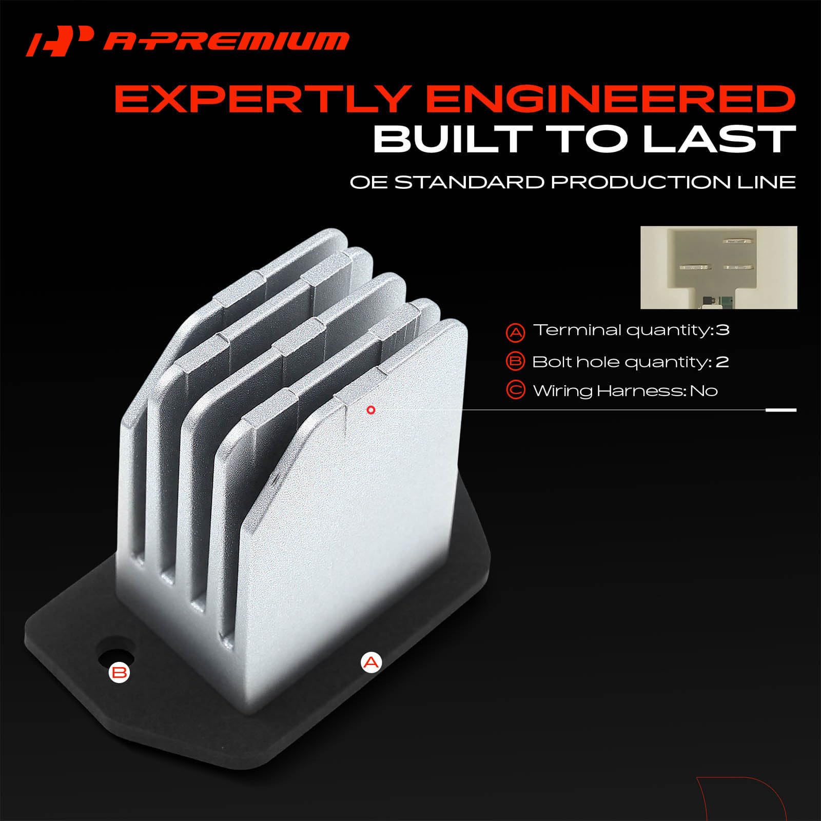 A-Premium close-up of the 3-pin blade connector for easy plug match